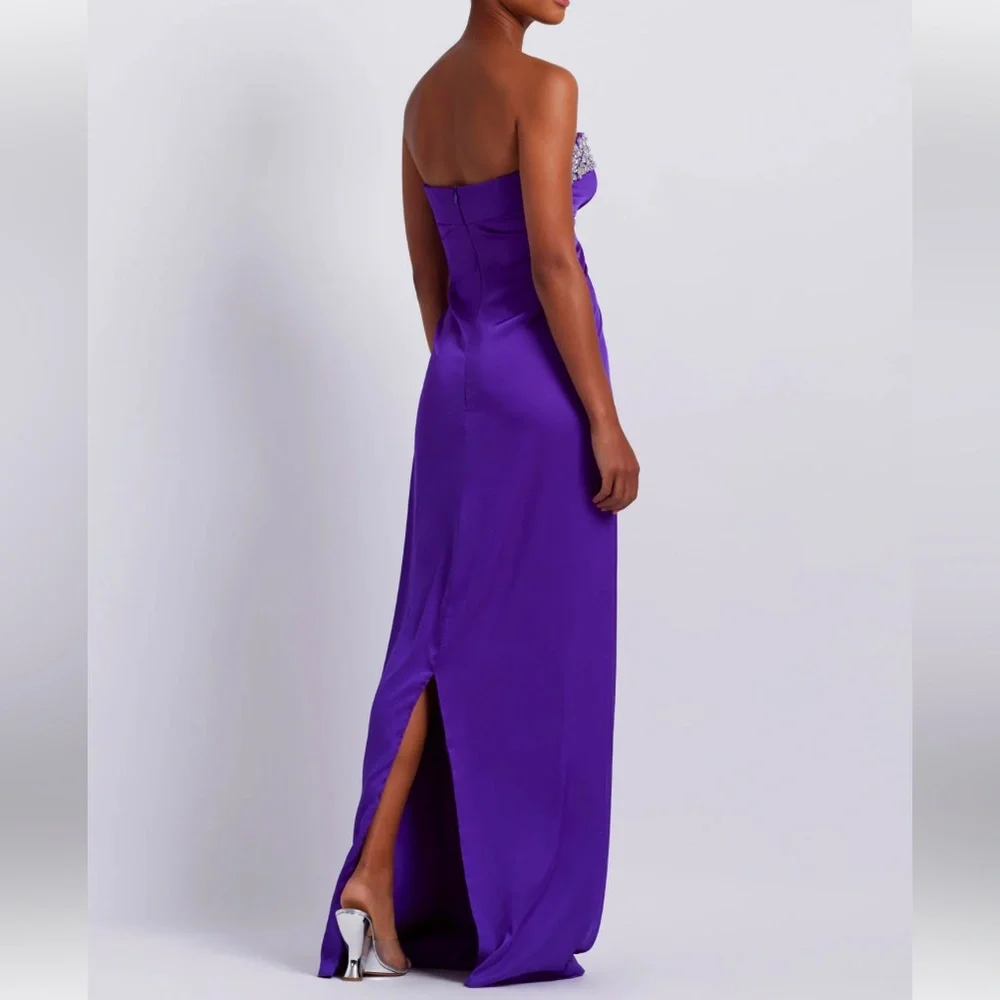 PatBO Strapless Purple Evening Gown with Beaded Sweetheart Neckline - Picture 9 of 13